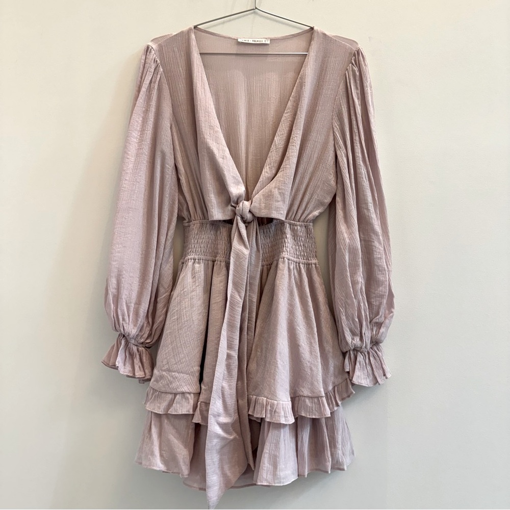 Elegant Mauve Tie-Front Dress
